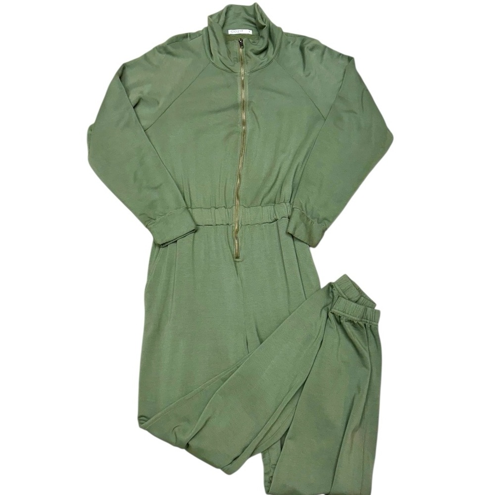 Stateside Super Soft Fleece Jumpsuit, Medium, Artichoke Green Fleece Zip NWOT - Picture 10 of 10